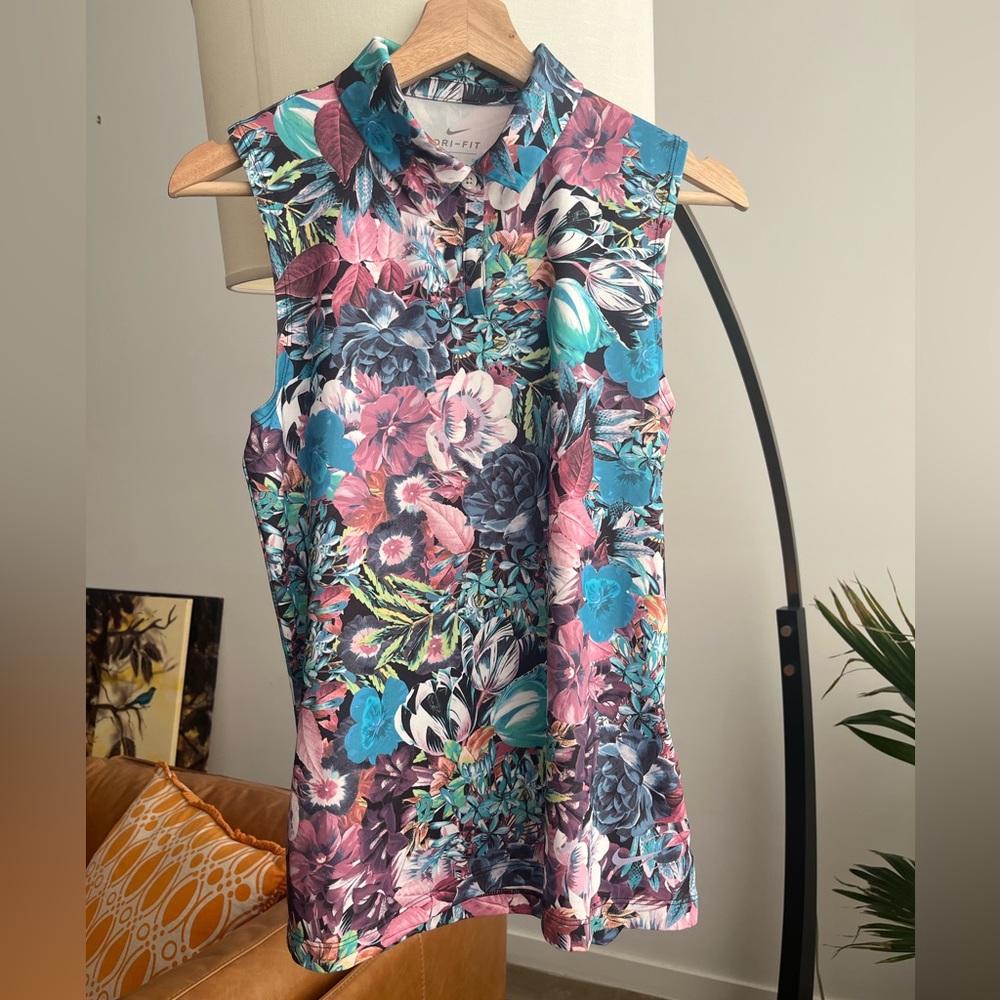 Nike Dri-Fit Sleeveless Floral Print Polo